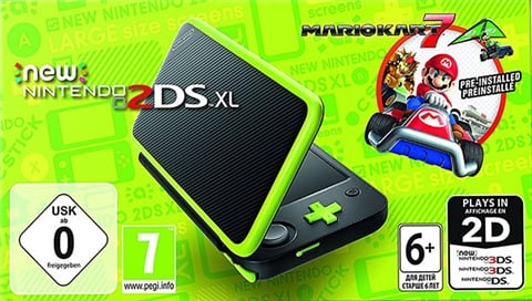 NEW 2DS XL, W/ Adaptador AC/DC, Negro y Verde Lima (Sin Juego